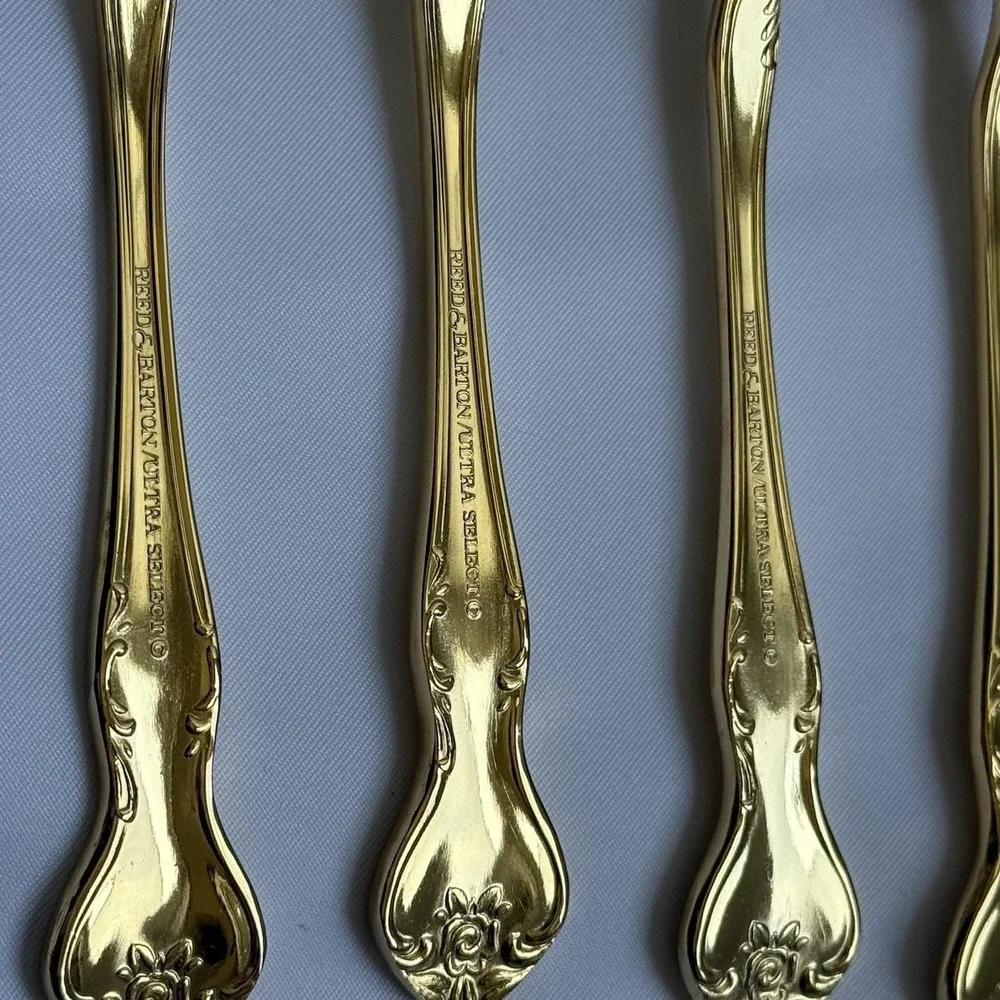 Reed & Barton Ultra Select Gold Plated Forks Set of 6 Japan Floral Flatware